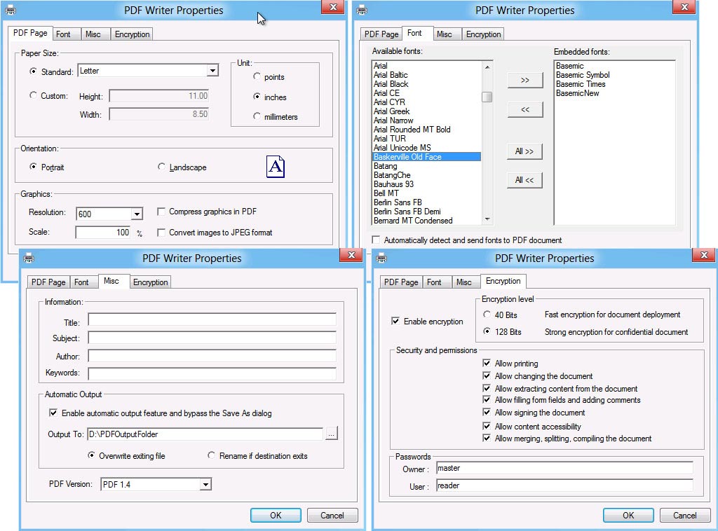 pdf,writer,print,as,pdf,printer,encryption,password,protection,compression,access,control,restriction,document,summary,automatic,output,resolution,page,version,margin,paper,size,font,integration,windows10,win10,feature,creator,create,printing