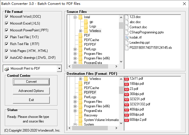 Batch convert documents to PDF
